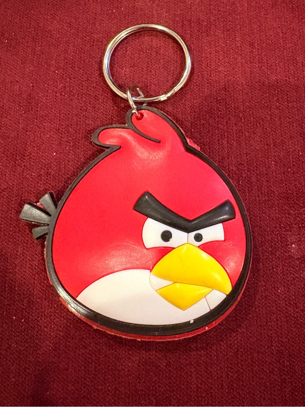 Vintage Angry Birds Red Bird Rubber Keychain Collectible